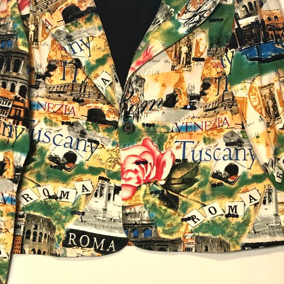 Women Vintage French Postcard print Jacket NWT Size M-L - Picture 8 of 11